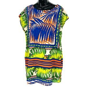 Collective Concepts Orange, Blue and Green Tropical Sheath Dress Size Large